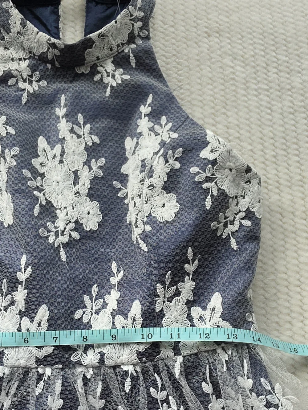 Liza Luxe Navy and White Lace Halter Fit-and-Flare Dress Brand New